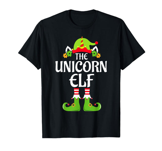 Unicorn Elf Matching Family Group Christmas Party Xmas Funny T-Shirt