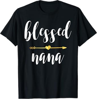Blessed Nana Tshirt For Women Grandma Heart Arrow T-Shirt