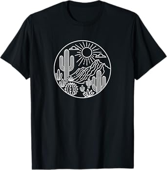 Sunrise Mountain Nature Cute Hiking Outdoors Desert Cactus T-Shirt