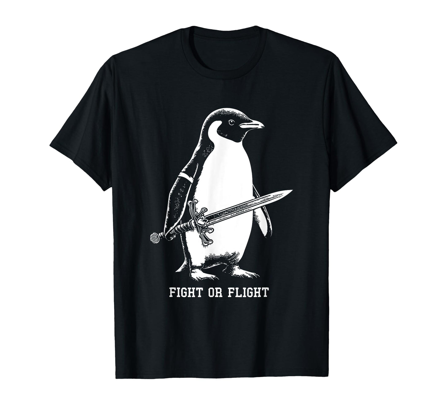 Fight or Flight Penguin T-Shirt - Black - Men's - Small - Short Sleeve - Penguin Print - Classic Fit - Bird Print