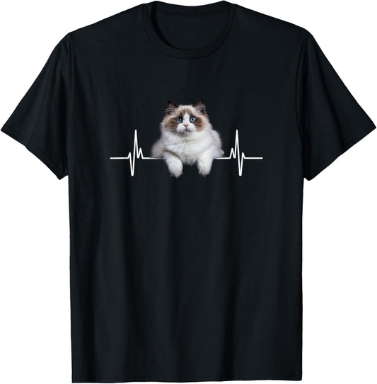 Heartbeat Ragdoll Cat Woman Girl Cat Lover T-Shirt