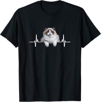 Heartbeat Ragdoll Cat Woman Girl Cat Lover T-Shirt
