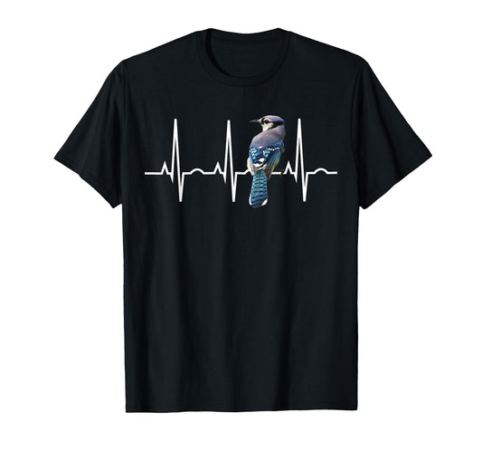 Blue Jay Shirt for Birders - Bluejay Heartbeat T-Shirt T-Shirt