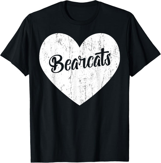 Bearcats School Sports Fan Team Spirit Mascot Heart Gift T-Shirt