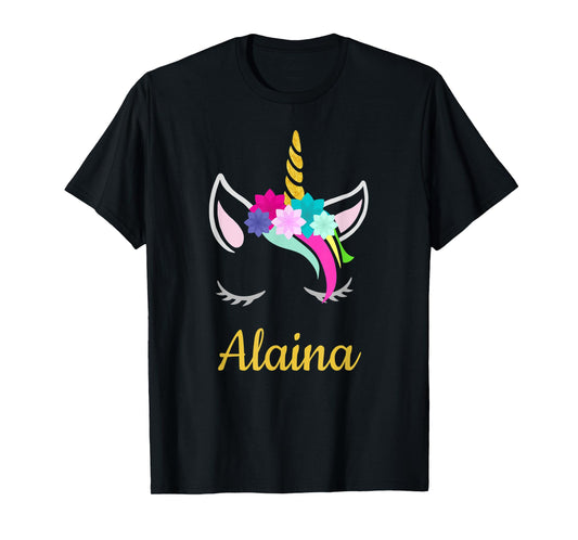 Alaina Dark Unicorn Name T-Shirt