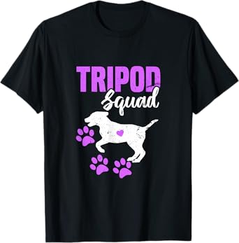 Tripod Squad | Funny Three Legged Pet Parents Support Quote T-Shirt