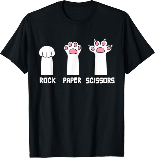 Rock Paper Scissors Cat - Paws Game Cute Paw Funny Cat T-Shirt