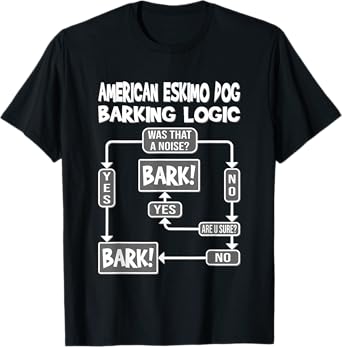 Dog Barking Logic, dog gift idea, Funny American Eskimo Dog Men Women Kids T-Shirt
