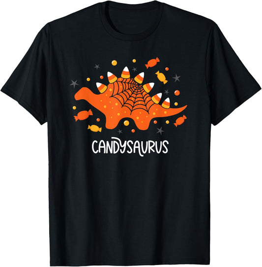 Funny Candy Corn Candy Saurus Dinosaur Halloween T-Shirt