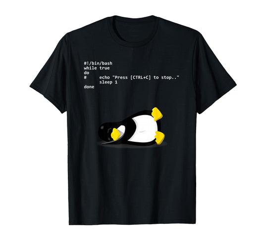 Sleeping Tux Loop Linux Geek Nerd Penguin T-Shirt T-Shirt