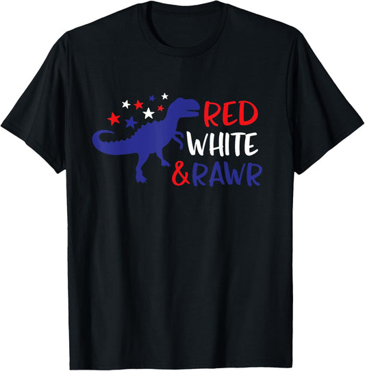 Red White & Rawr 4th of July Dinosaur TREX T-Shirt