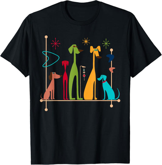 Retro Mid-Century Modern Dogs 50s 60s Style T-Shirt