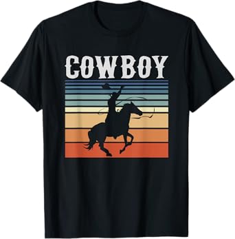 Retro Rodeo Western Bull Riding Line Dance Horse Cowboy T-Shirt