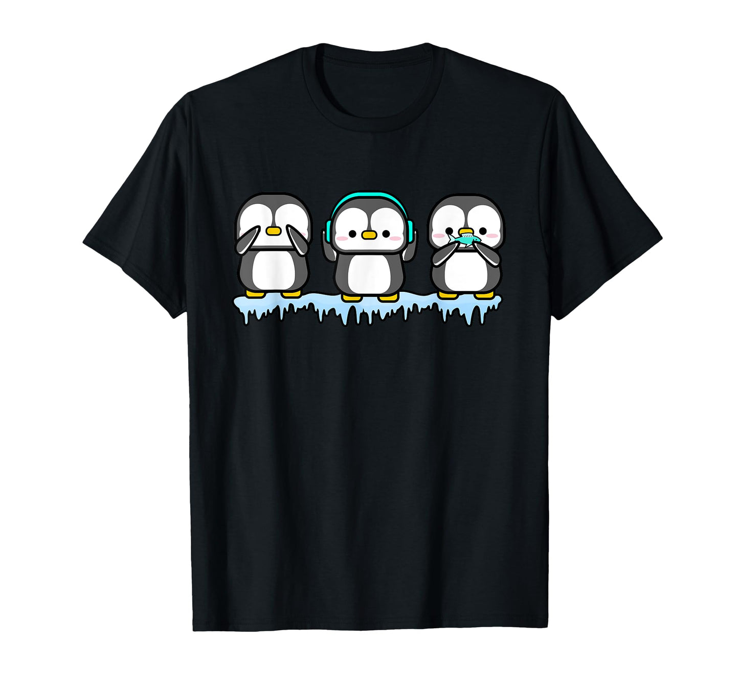 Funny Penguins See Hear Speak No Evil Bird Nerds Penguin T-Shirt