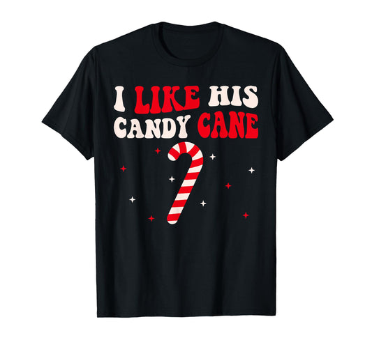 Groovy Candy Cane Funny Matching Christmas Couple Unisex-Adults Candy Cane Xmas Funny Couples Matching Christmas T-Shirt