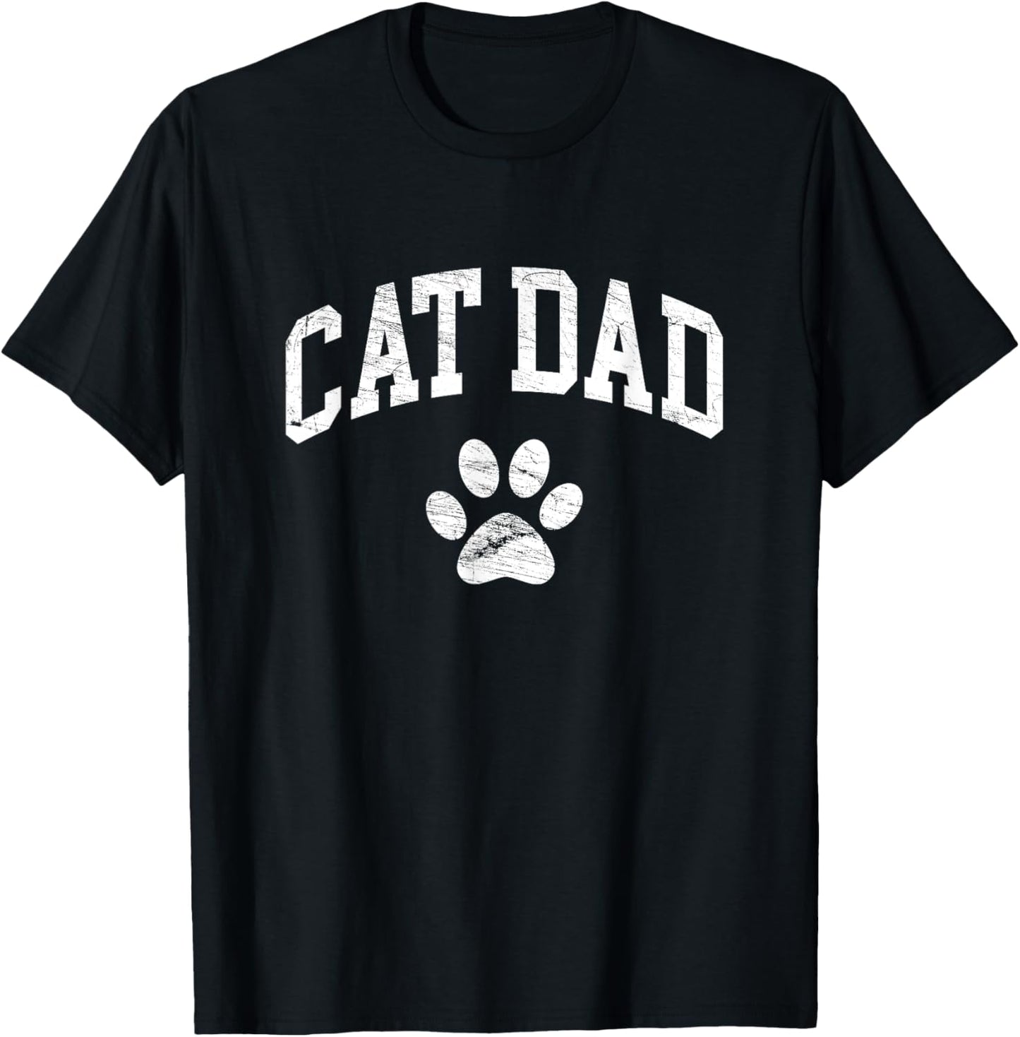 Cat Dad - Vintage Distressed Design - Funny Cat Paw T-Shirt