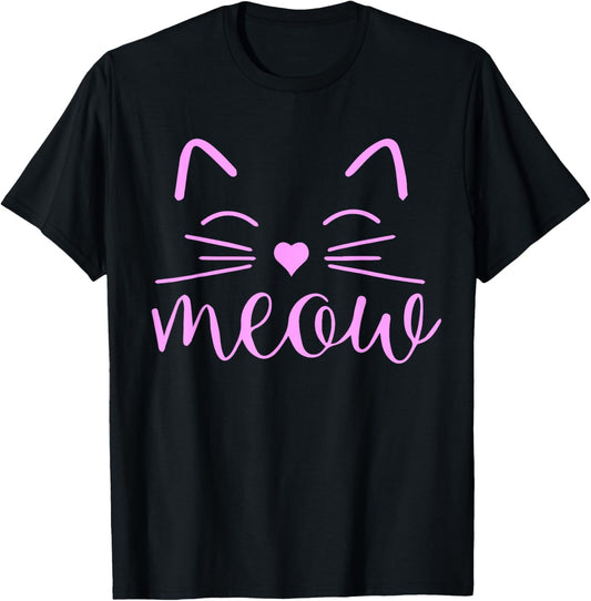 Meow Cute Cat Face Funny Quote for Cat fans T-Shirt