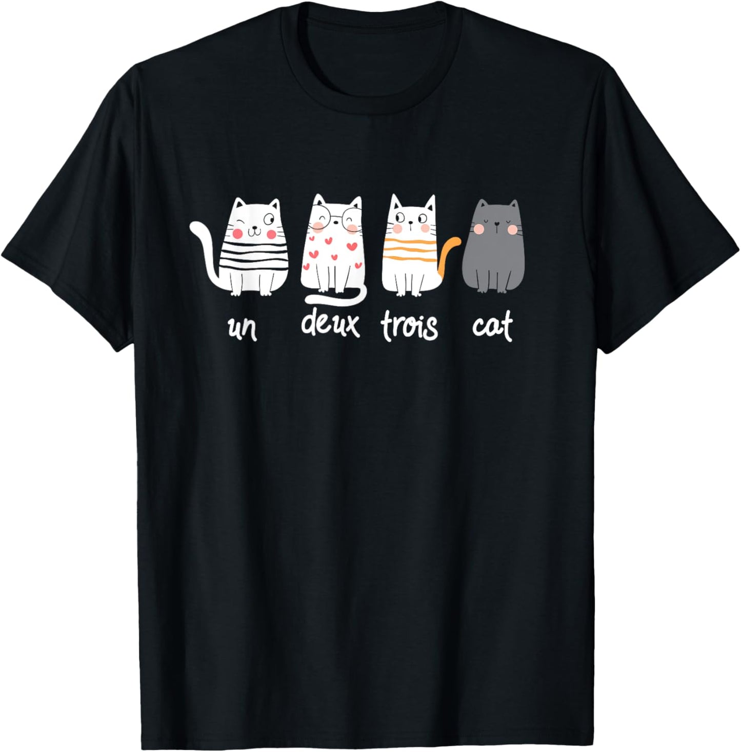 Funny French Cat Graphic Un Deux Trois Cat T-Shirt