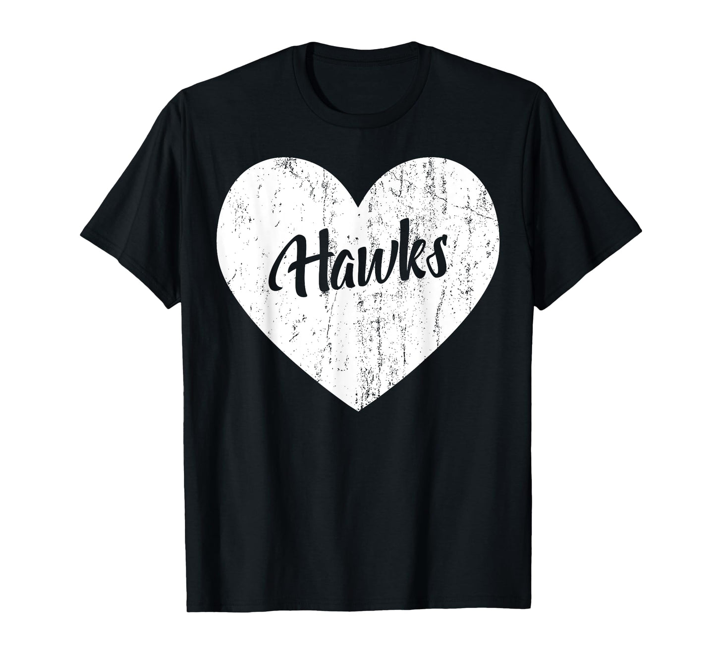 Hawks School Sports Fan Team Spirit Mascot Heart Gift T-Shirt