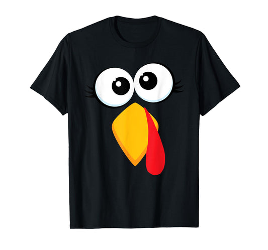 Funny Turkey Face Thanksgiving Cute Boys Girls Chicken Face T-Shirt