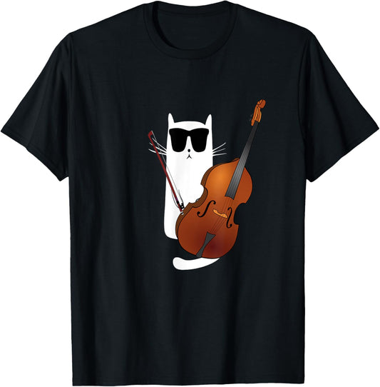 Funny Cat Wearing Sunglasses Playing Viola T-Shirt