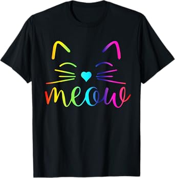 Meow Cute Cat Face Funny Quote for Cat fans T-Shirt for Men Women Girls Kids