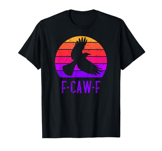 F-Caw-F Black Crow Black Bird Retro Sunset Vintage F-Caw-F T-Shirt