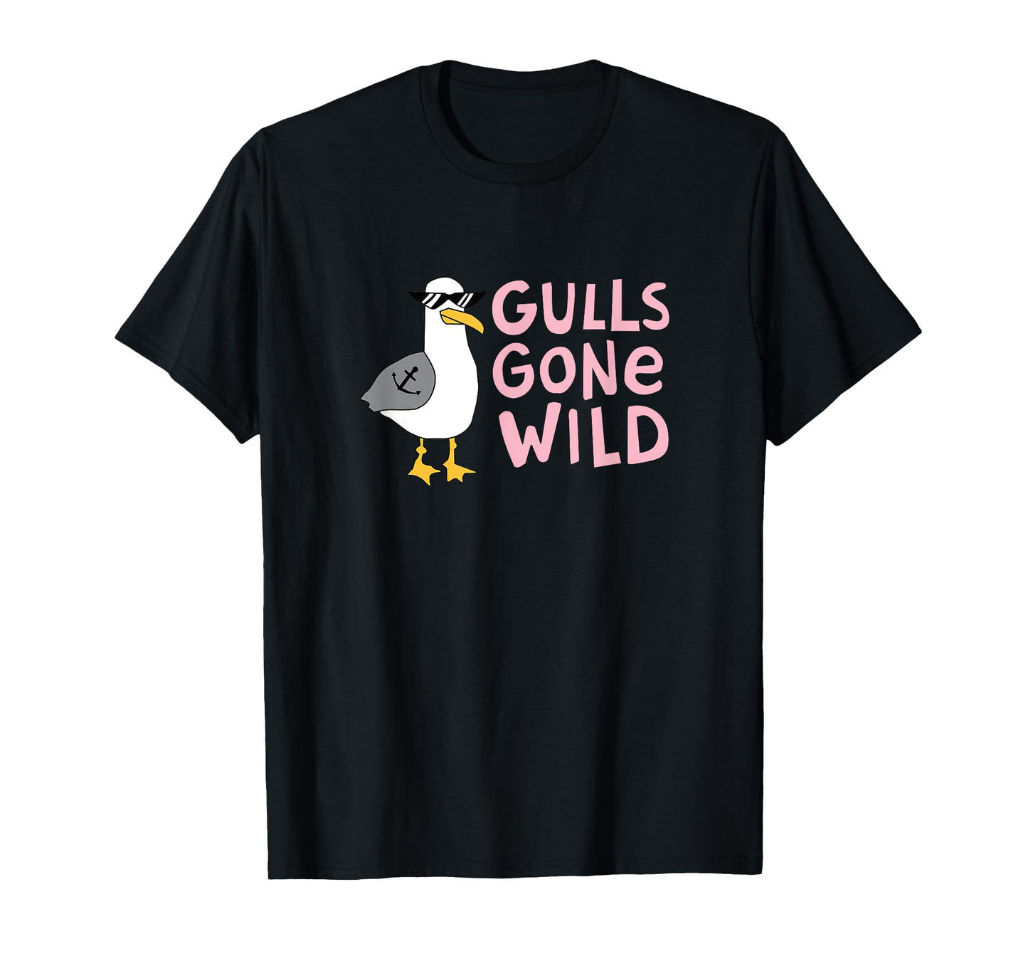 Funny Seagull wtih Achor Tattoo & Sunglasses,Gulls Gone Wild T-Shirt