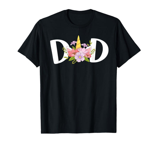 Dad Unicorn Floral Birthday Matching T-Shirt