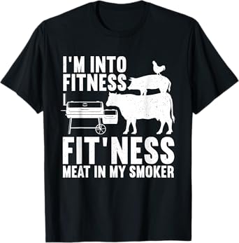 Funny BBQ Meat Smoking Art For Men Women Barbeque Griller T-Shirt