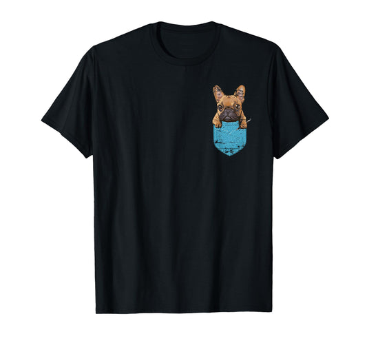 Cute Pet Animal Dog Breeder Gift Pocket French Bulldog Men Women Girls Kids T-Shirt