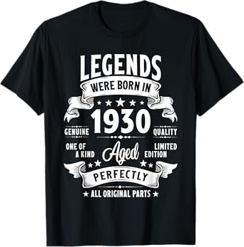 Vintage 1930 95 Year Old Gifts For Men Women 95th Birthday T-Shirt