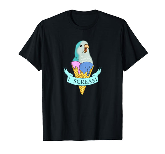 I scream Quaker Parrot, Funny Ice cream Blue Monk Parakeet T-Shirt
