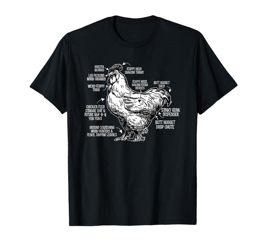 Chicken Anatomy Art Funny Farm Chicken Coop T-Shirt