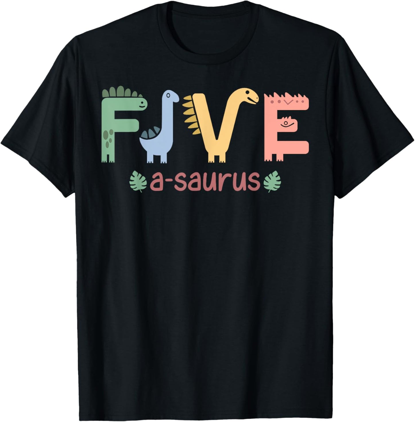 5 Years Old Five Saurus Funny Dinosaur Family Birthday Boys T-Shirt