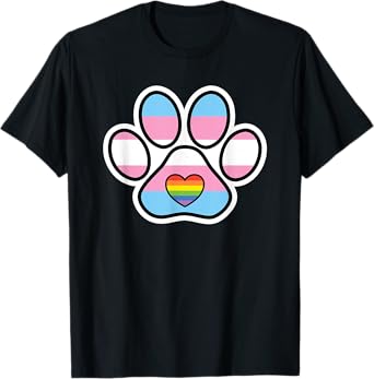 Transgender Paw Print LGBTQ Trans Pride Flag Dog Paw Furry T-Shirt for Men Women