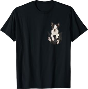 Dog Lovers Gifts Boston Terrier In Pocket Funny Dog Face T-Shirt for Men Women Kids