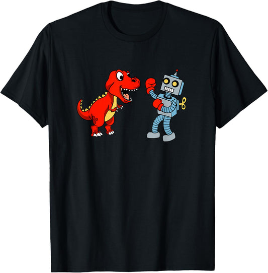 Dino Dinosaur T-Rex - Boxing T Rex Dinosaur vs Robot T-Shirt