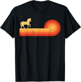 Horse Retro Vintage Sunset Farm Horseback Riding Equestrian T-Shirt