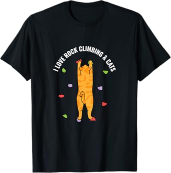 I Love Rock Climbing & Cats Cute Kitty Cat Feline Gift T-Shirt