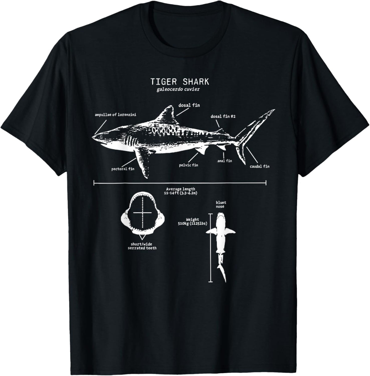 Tiger Shark Anatomy Marine Biologist T-Shirt