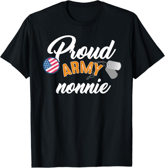 Proud Army NONNIE USA American Flag Dog Tag Family Match T-Shirt