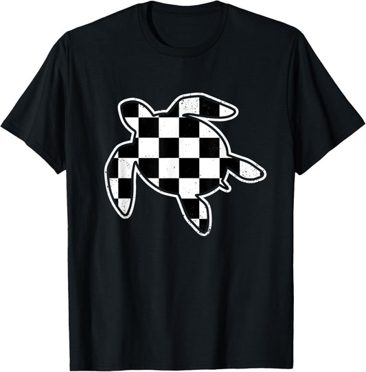 Checkered Sea Turtle Retro Vintage Checkered Sea Turtle T-Shirt