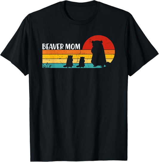 Beaver Mom Mother's Day Animal Lover Retro Vintage T-Shirt