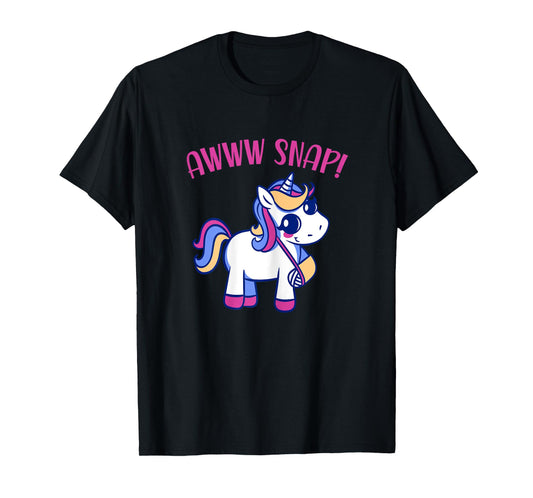 Unicorn Broken Arm Awww Snap for Girls T-Shirt