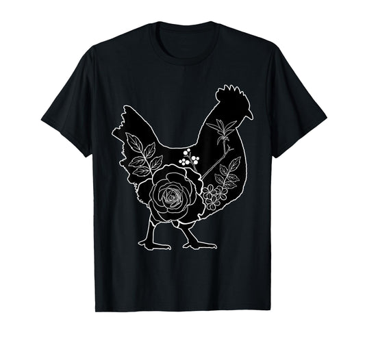 Chickens Floral Pattern Chicken Farmer Flowers Graphic Farm Rooster T-Shirt