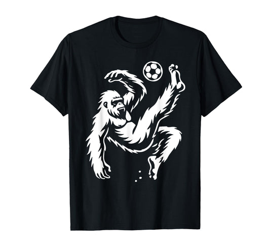Funny Bigfoot Playing Soccer, Sasquatch Bicycle Kick Soccer T-Shirt