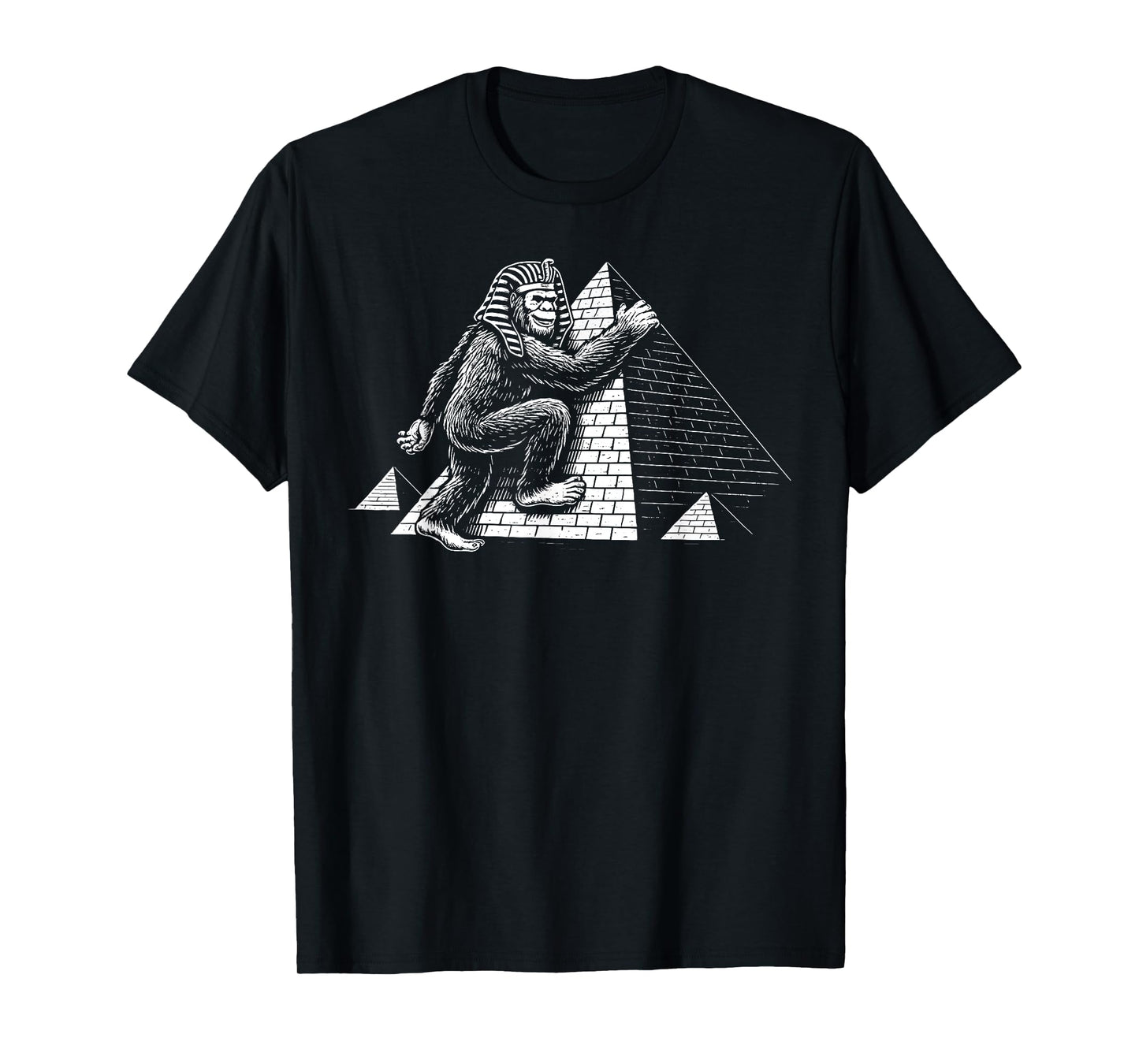 Bigfoot Pharaoh Climbing Pyramids Funny Egypt Travel T-Shirt