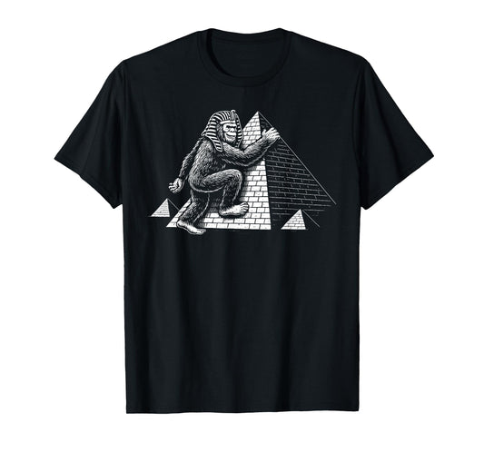 Bigfoot Pharaoh Climbing Pyramids Funny Egypt Travel T-Shirt