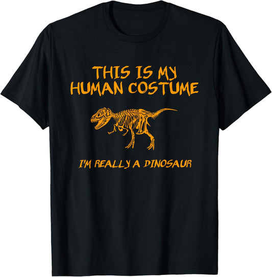 Halloween This Is My Human Costume Dinosaur Skeleton T-Shirt